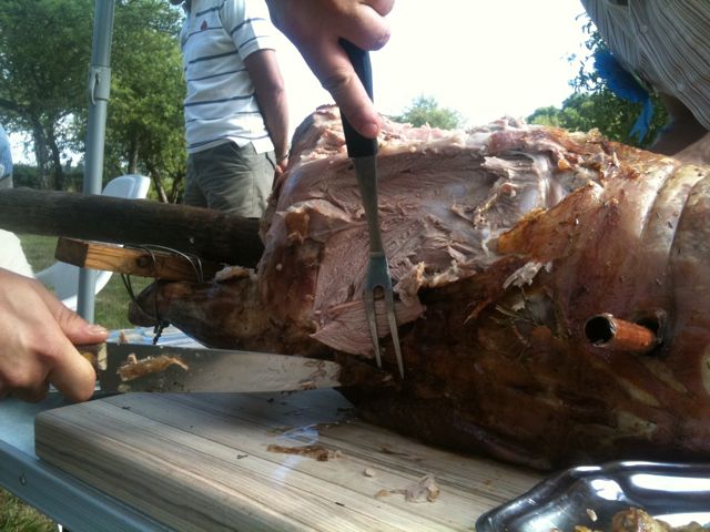 Lovely succulent lamb being carved