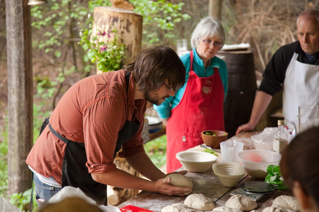 Shaping the dough before proving. Copyright Jane Baker