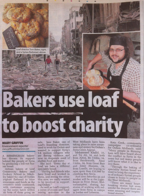 Bakers use loaf to boost charity - Birmingham Mail (25 July 2013)